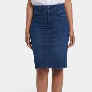 NYDJ Stretchy Denim Ibiza Blues High Waist Knee Length Skirt, size 6